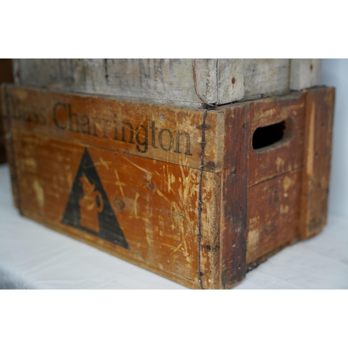 419 - A vintage Maine Soft Drink wooden crate and another.