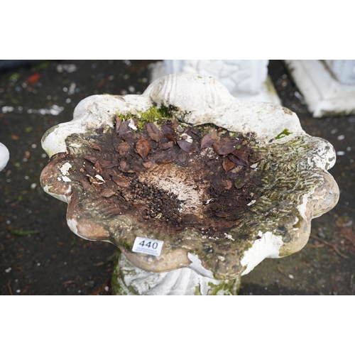 440 - A stunning antique style 'Shell' bird bath.