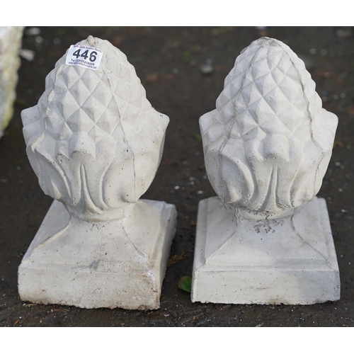 446 - Two acorn pillar toppers.