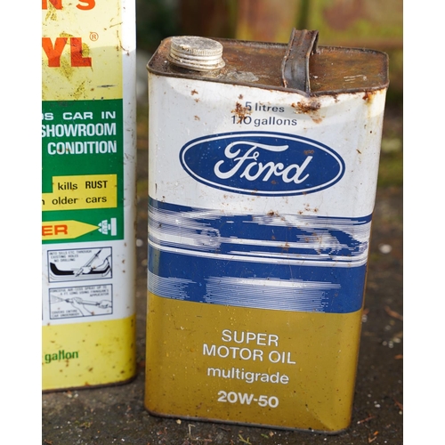 447 - A Ford Super motor oil can and two more.