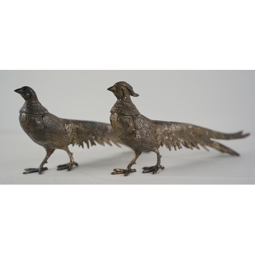 13 - Two cast metal pheasant ornaments.