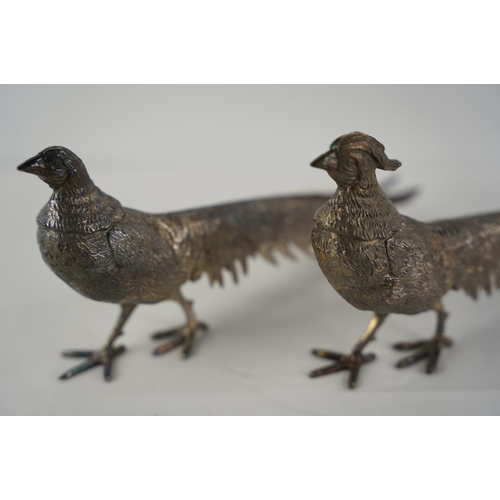 13 - Two cast metal pheasant ornaments.