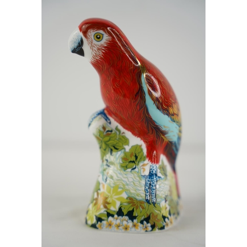 136 - A large 2017 Royal Crown Derby 'Scarlet Macaw' (exclusive for the Collectors Guild), gold stopper.