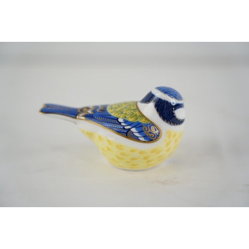 139 - A 2011 Royal Crown Derby 'Garden Blue Tit' paperweight, gold stopper.