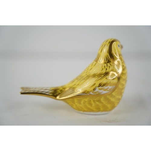 144 - A 2007 Royal Crown Derby 'Canary' paperweight, gold stopper.