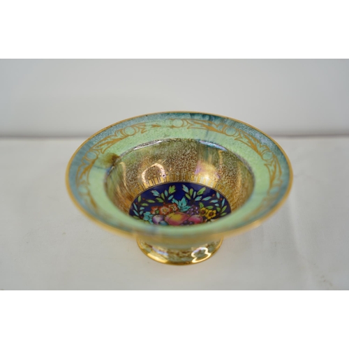 149 - An antique Minton bowl with pearlized and fruit pattern.