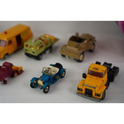 45 - A collection of vintage toy cars, plastic military figures to include Dinky Toys Motor Patrol Boat 6... 