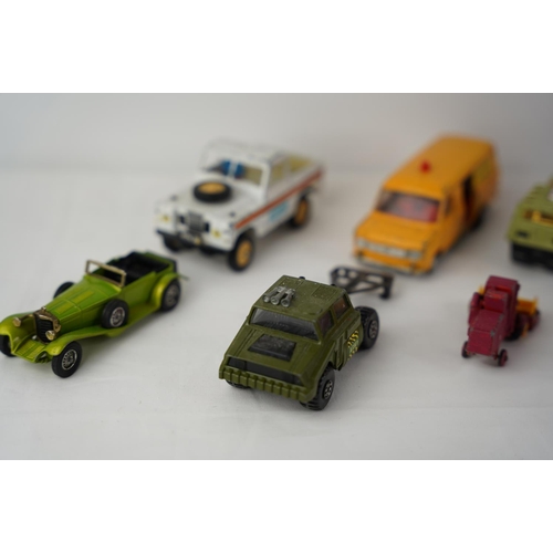 45 - A collection of vintage toy cars, plastic military figures to include Dinky Toys Motor Patrol Boat 6... 