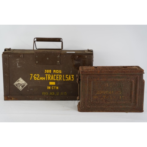 53 - Two vintage military ammunition cases.