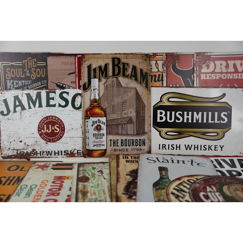 55 - A large collection of new advertising signs to include Jameson, Texaco Oil, Bushmills Whiskey, John ... 