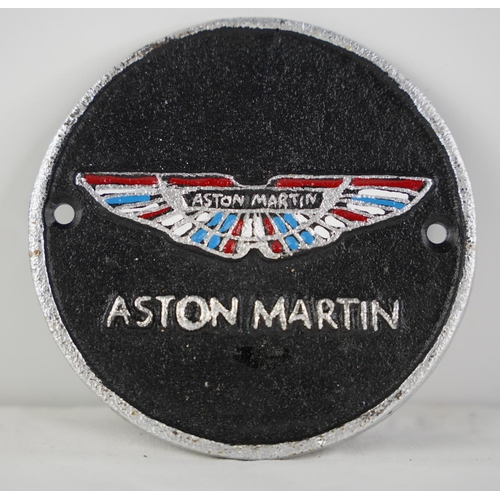 63 - A cast iron Aston Martin wall plaque.