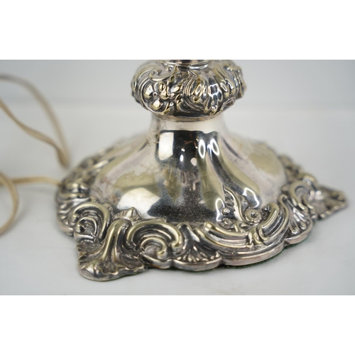 152 - A stunning large silver plated table lamp base.