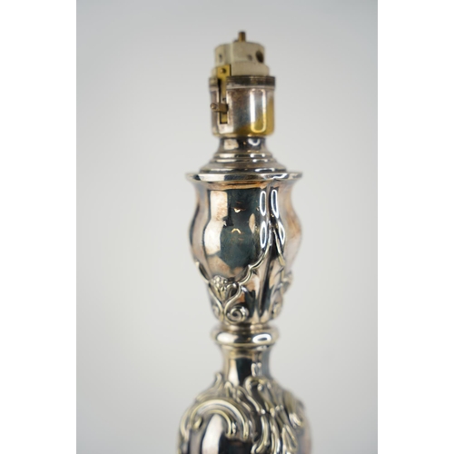 152 - A stunning large silver plated table lamp base.