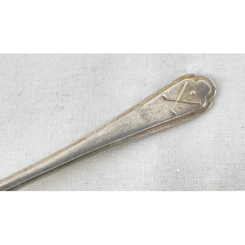 236 - A Sterling silver 'golf' design teaspoon, weight 14g.