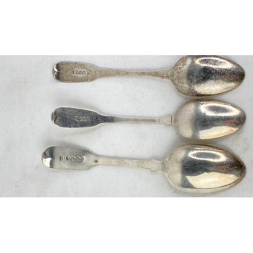 239 - A pair of Irish silver engraved teaspoons, weight 30g and another Sterling silver spoon, weight 22g.