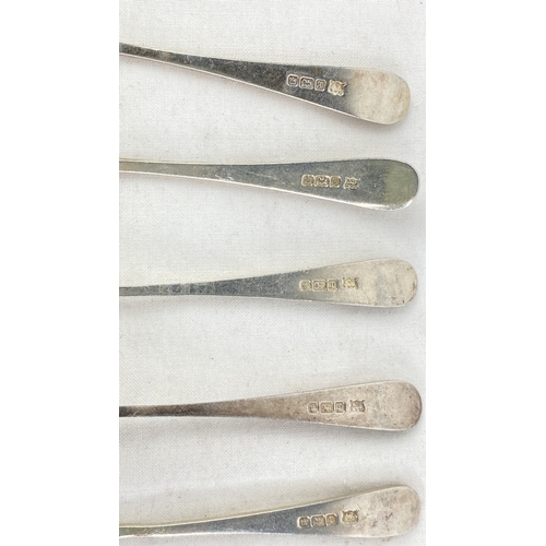 240 - A set of five small Sterling silver spoons, weight 60g.