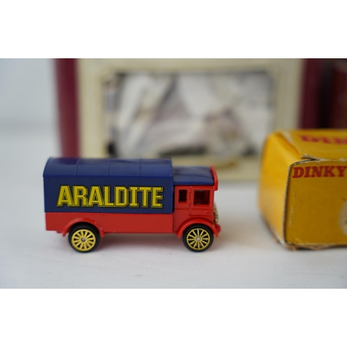 249 - A boxed Dinky Toys 'Farm Produce Wagon' and four others.