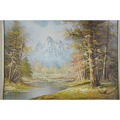 275 - A gilt framed oil painting of a forest scene, signed Dillon.