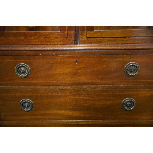 281 - A stunning inlaid antique style linen cabinet with drawers to base.