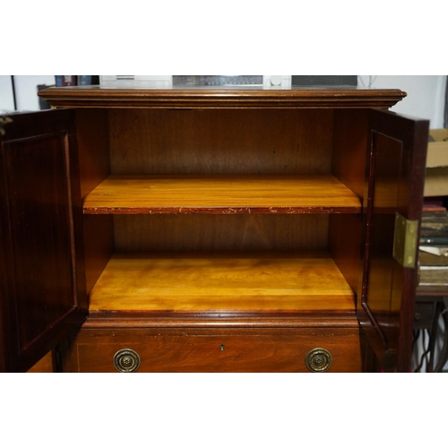 281 - A stunning inlaid antique style linen cabinet with drawers to base.