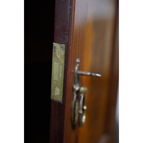 281 - A stunning inlaid antique style linen cabinet with drawers to base.