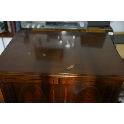 281 - A stunning inlaid antique style linen cabinet with drawers to base.