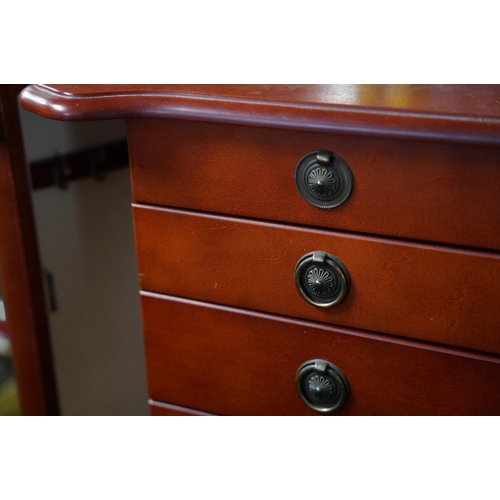 284 - An unusual floor standing jewellery cabinet with two side compartments and seven drawers (a/f)