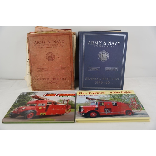 286 - Two vintage Army & Navy Stores Limited books and two vintage Fire Engines books.