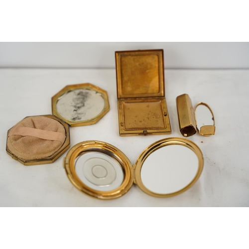 287 - Three vintage compacts - Coty, Gratton, Melissa and a Gratton lipstick.