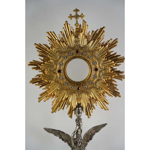 324 - A stunning antique Ecclesiastical Monstrance, with silver plated Angel base & gilt metal sunburst to... 