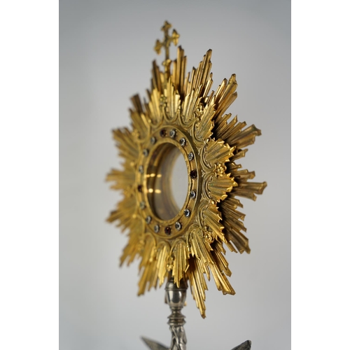 324 - A stunning antique Ecclesiastical Monstrance, with silver plated Angel base & gilt metal sunburst to... 