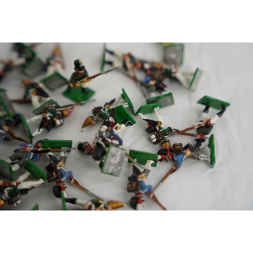 334 - A collection of approximately 50 hand painted miniature metal figures.