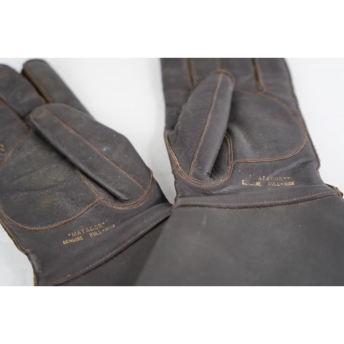 351 - A pair of vintage 'Matador' leather motorcycle gauntlets, possible Royal Ulster Constabulary issue.