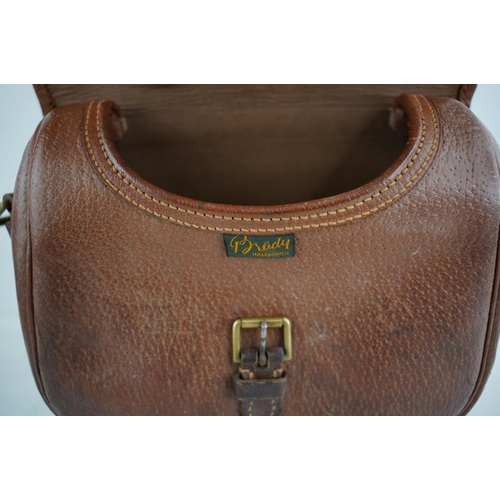 367 - A vintage leather fishing bag, produced by Brady - Halesowen.