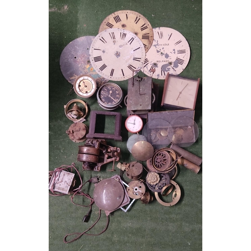 407 - A large assortment of vintage/ antique clock parts.