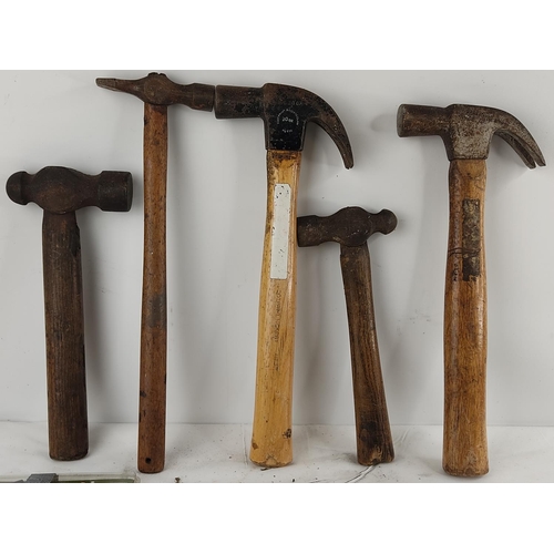 416 - An assortment of various tools to include hammers & more.