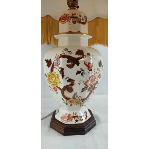 450 - A large Mason's Ironstone pottery table lamp and shade.