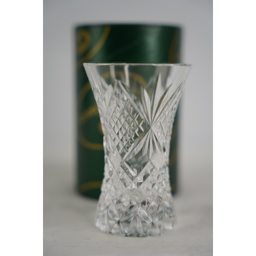 100 - A boxed Tyrone crystal 'Ballymoney' patterned vase.