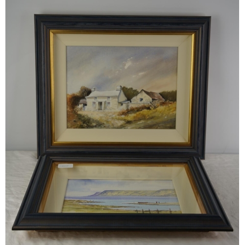 117 - A framed watercolour 'Country Dwelling' signed Ray Bagnall and another of a coastal scene unsigned.1... 