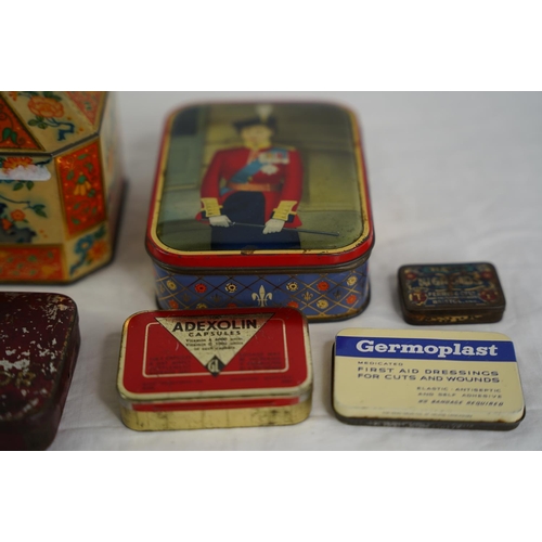 25 - A collection of vintage tins.