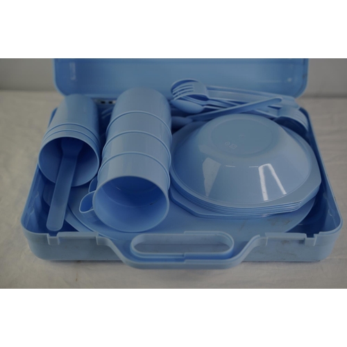 4 - A vintage plastic cased picnic set.