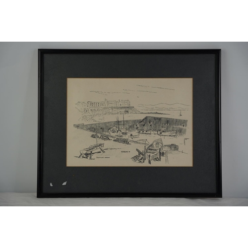 40 - A framed sketch of Portstewart Harbour, by Maurice McAleese.