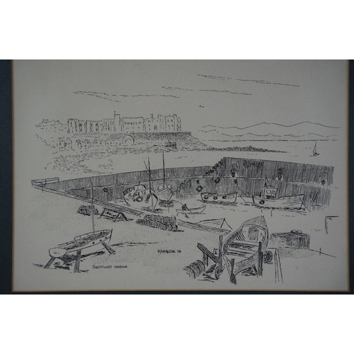 40 - A framed sketch of Portstewart Harbour, by Maurice McAleese.