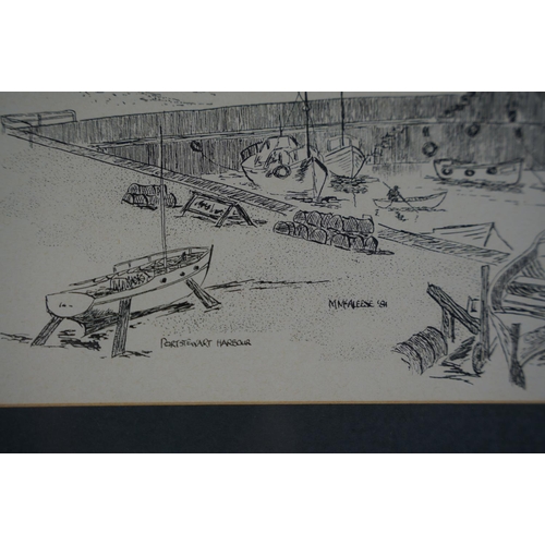 40 - A framed sketch of Portstewart Harbour, by Maurice McAleese.