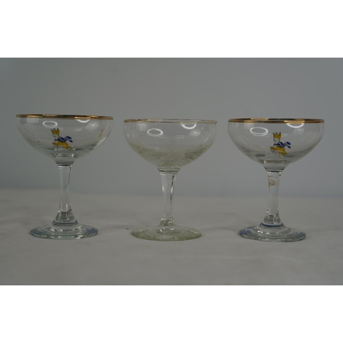 47 - Two vintage Babycham champagne saucers and another.