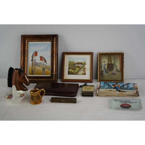 6 - An assorted lot to include a ceramic horse head clothes brush, Waddington's Patience playing cards, ... 