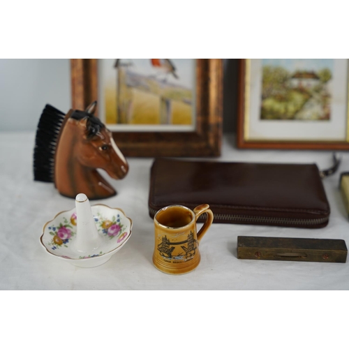 6 - An assorted lot to include a ceramic horse head clothes brush, Waddington's Patience playing cards, ... 