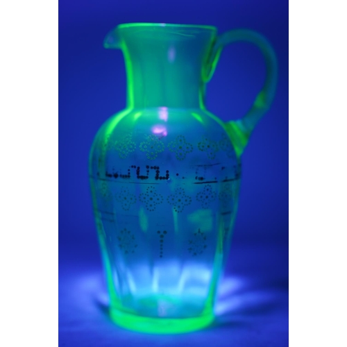 64 - A stunning antique uranium hand painted glass jug.