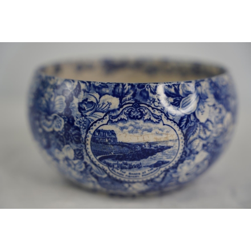 66 - An Oakhill Ware patterned blue and white patterned bowl 'On the Sands at the Salmon Fishery, Portrus... 