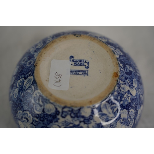 66 - An Oakhill Ware patterned blue and white patterned bowl 'On the Sands at the Salmon Fishery, Portrus... 